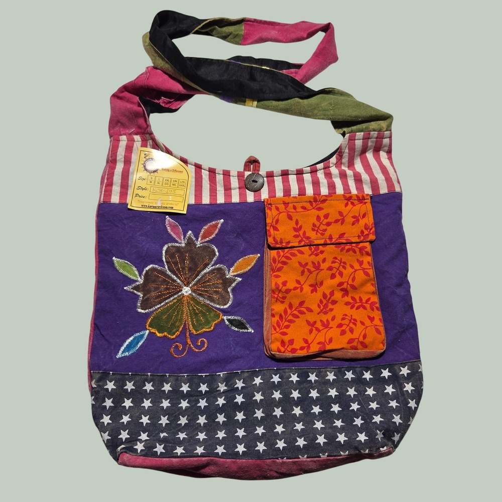 Karma Circle USA Patchwork Hobo Bag Whimsigoth Y2K Star Floral Crossbody KCH-505